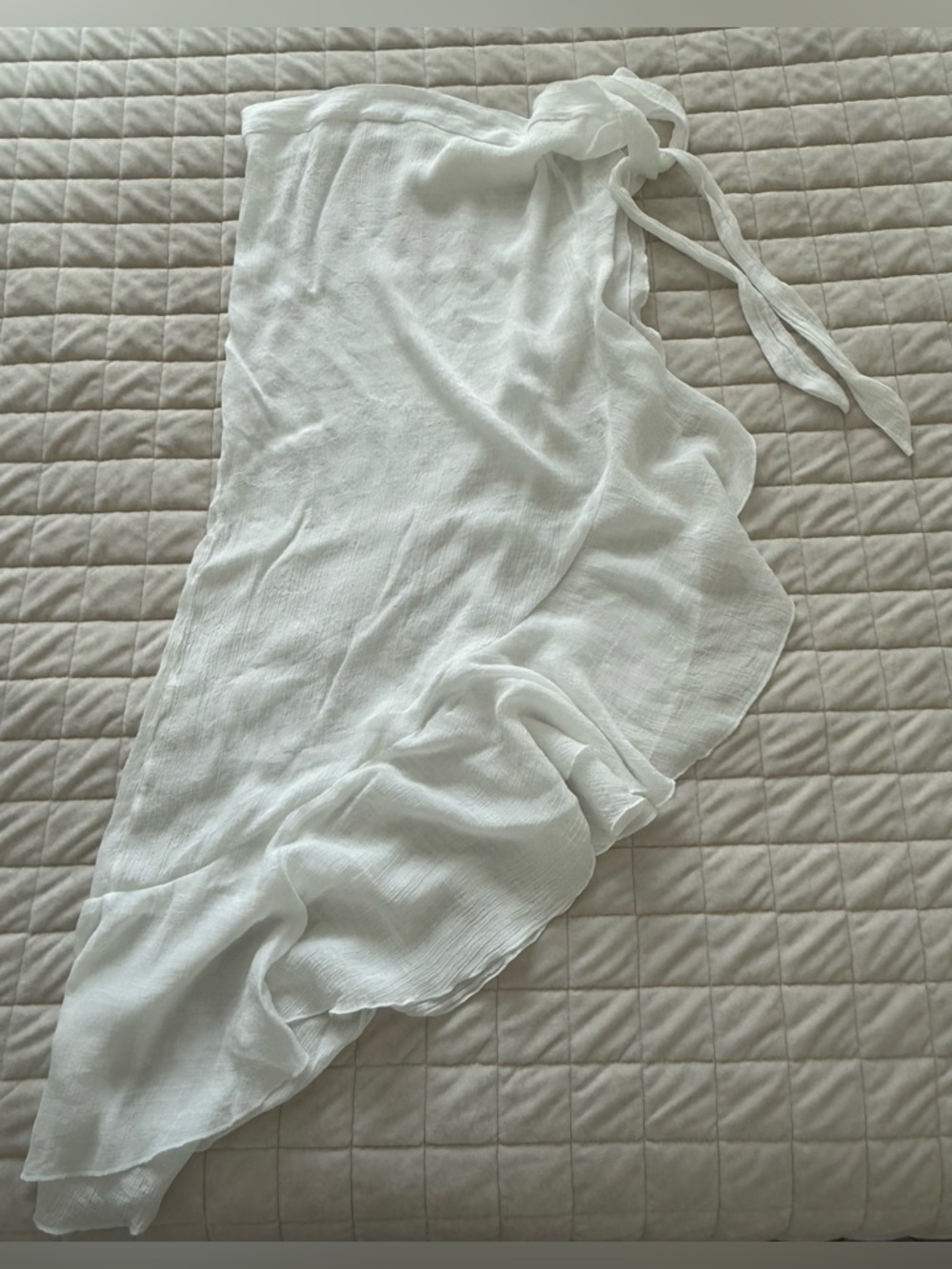 CC Boutique White Sheer Tie-Side Sarong Coverup